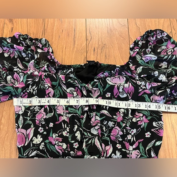 NWT Japna Medium Puffed Sleeve Floral Blouse Peasant Sheer Long Sleeves … - Picture 4 of 10